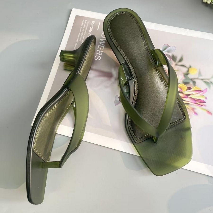 Kitten Heel Women - Korean Muted Tone Olive Green PVC