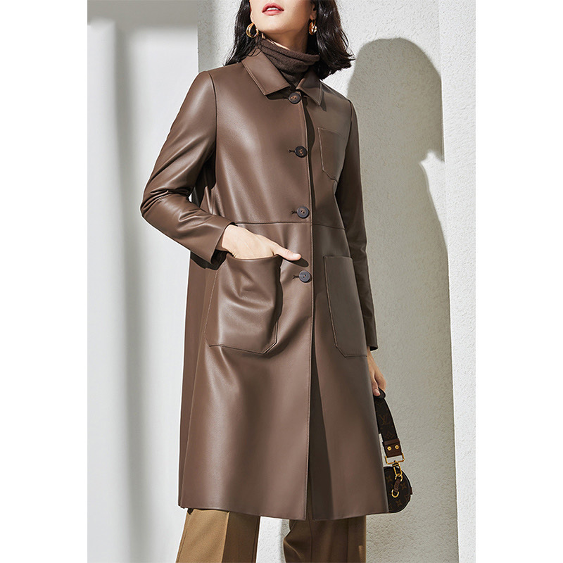 Large Women'S Formal Wear - Women's Large Size Leather Trench Coat
