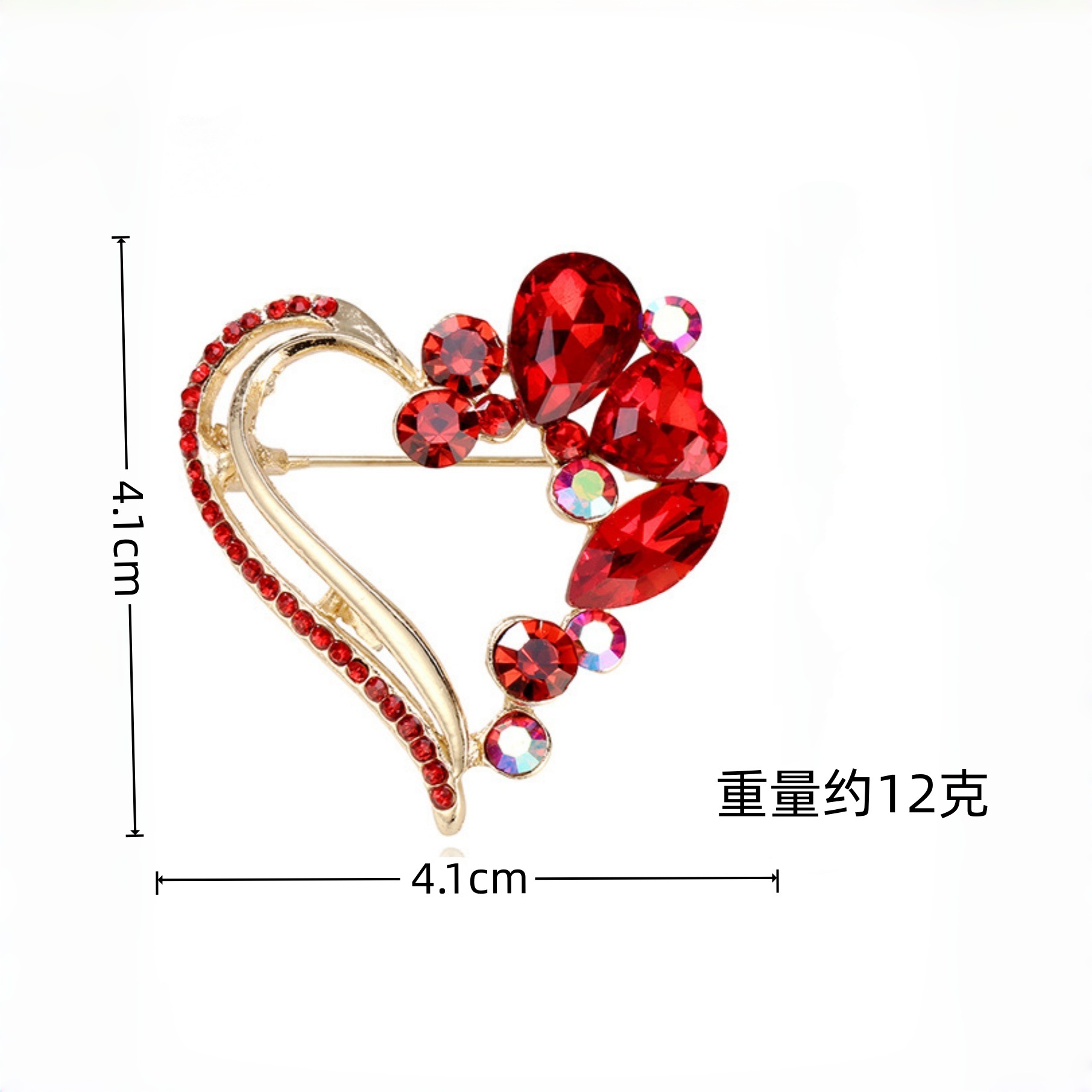 Red Crystal Open Heart Brooch  - Women'S Formal Day Wear recension och pris