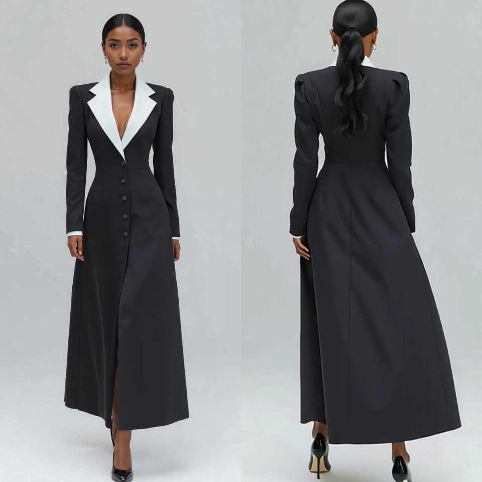 A Line Women Long Blazer Jacke - Women Formal Wear With Tie recension och pris