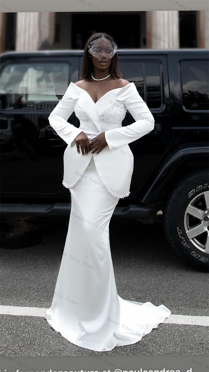 White Pearls Women Suit Skirt  - Women Formal Wear With Skirt recension och pris