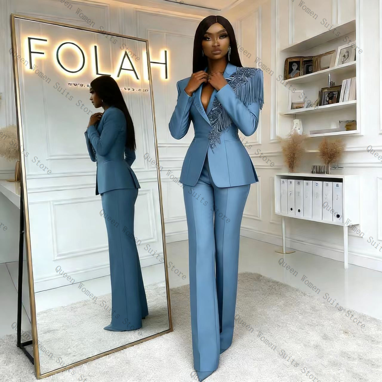 Tassel Blue Women Suit Pants S - Women'S Formal Wear For A Wedding recension och pris