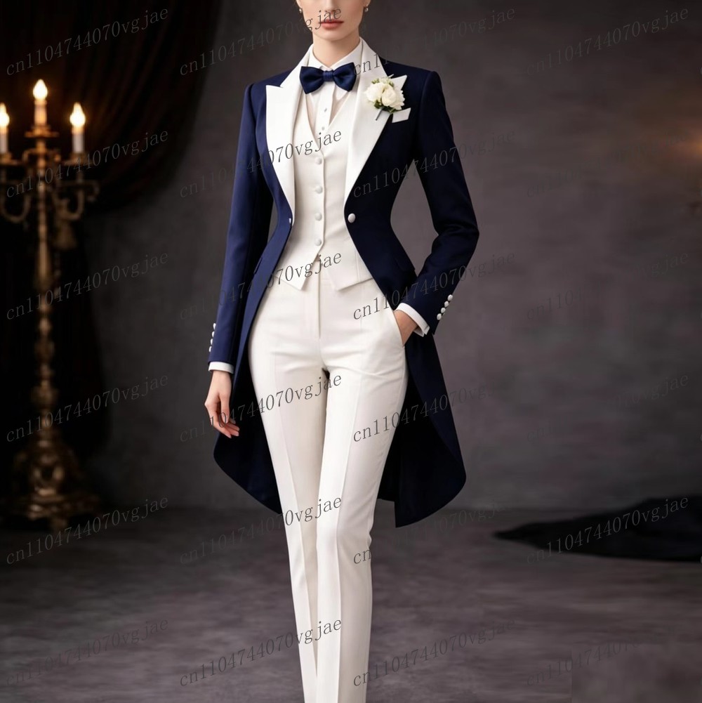 Navy Blue And White Long Women - Blazer Set Women Formal recension och pris