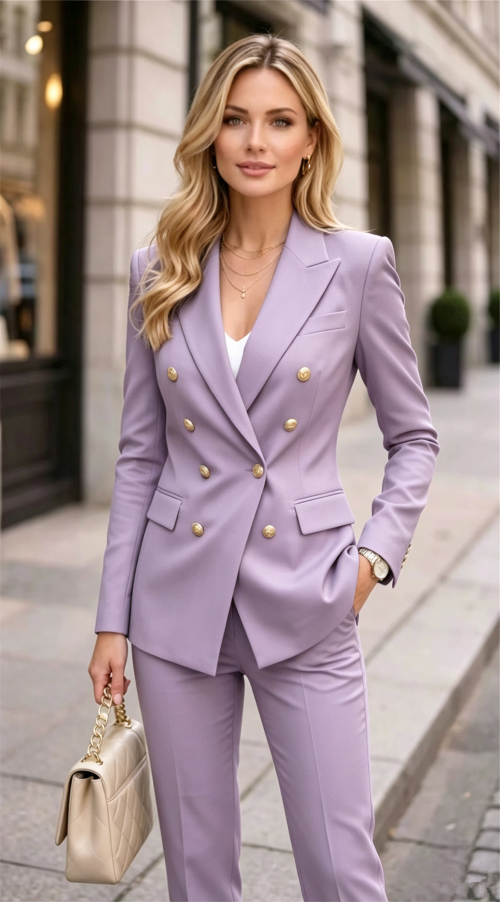 Lavender Women's Double Bested - Blazer Set Women Formal recension och pris