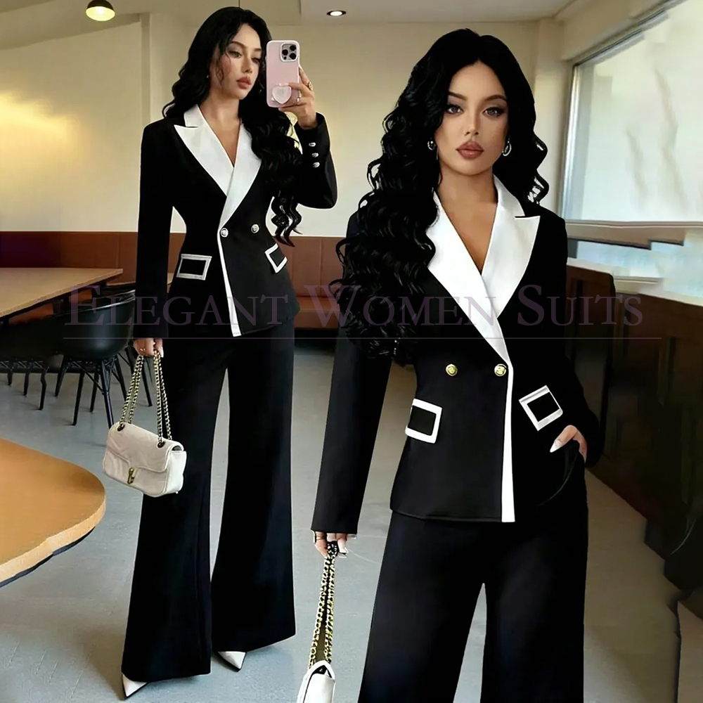 Luxury Black Women's Suits 2 P - Blazer Set Women Formal recension och pris
