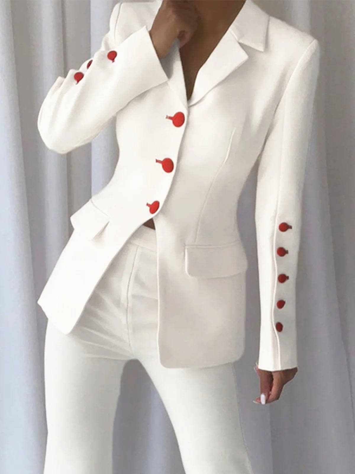 Red White Women Office Suits S - Women Formal Wear With Tie recension och pris