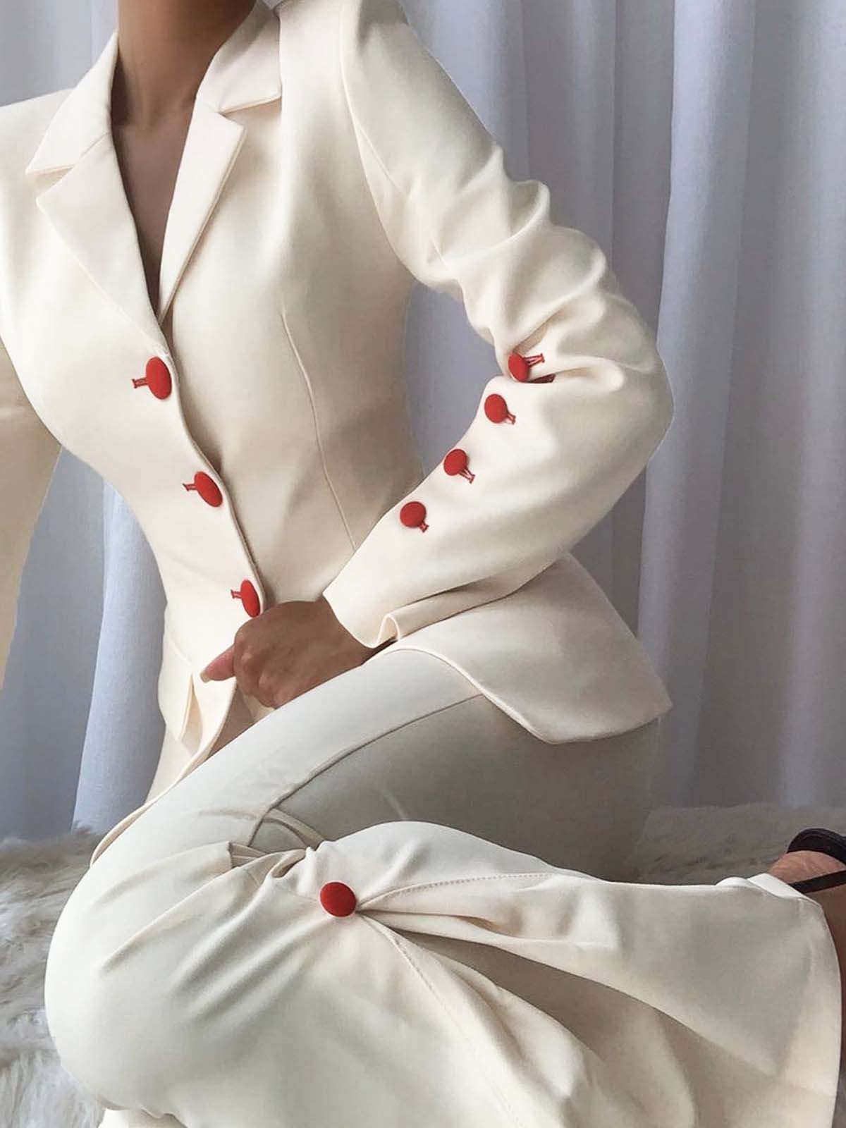 Red White Women Office Suits S - Women Formal Wear With Tie recension och pris