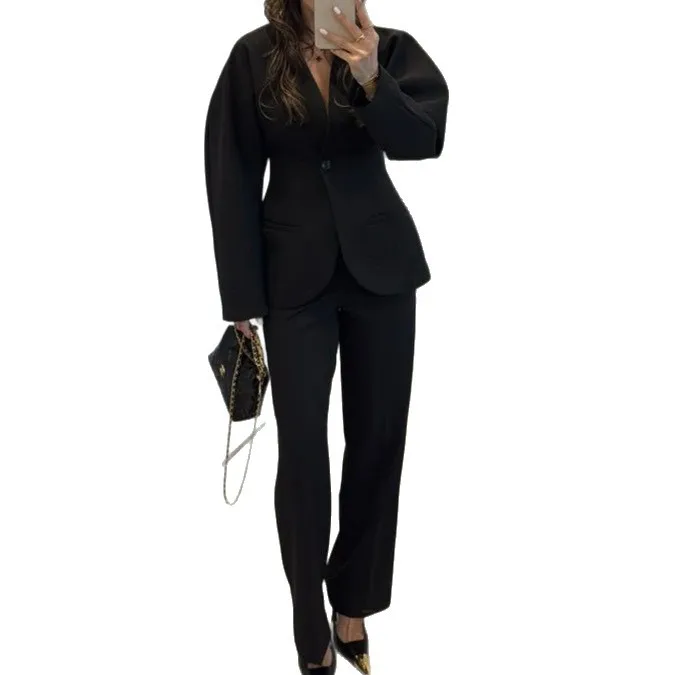 2025 New Women Black V Neck Wa - Women Formal Wear With Tie recension och pris