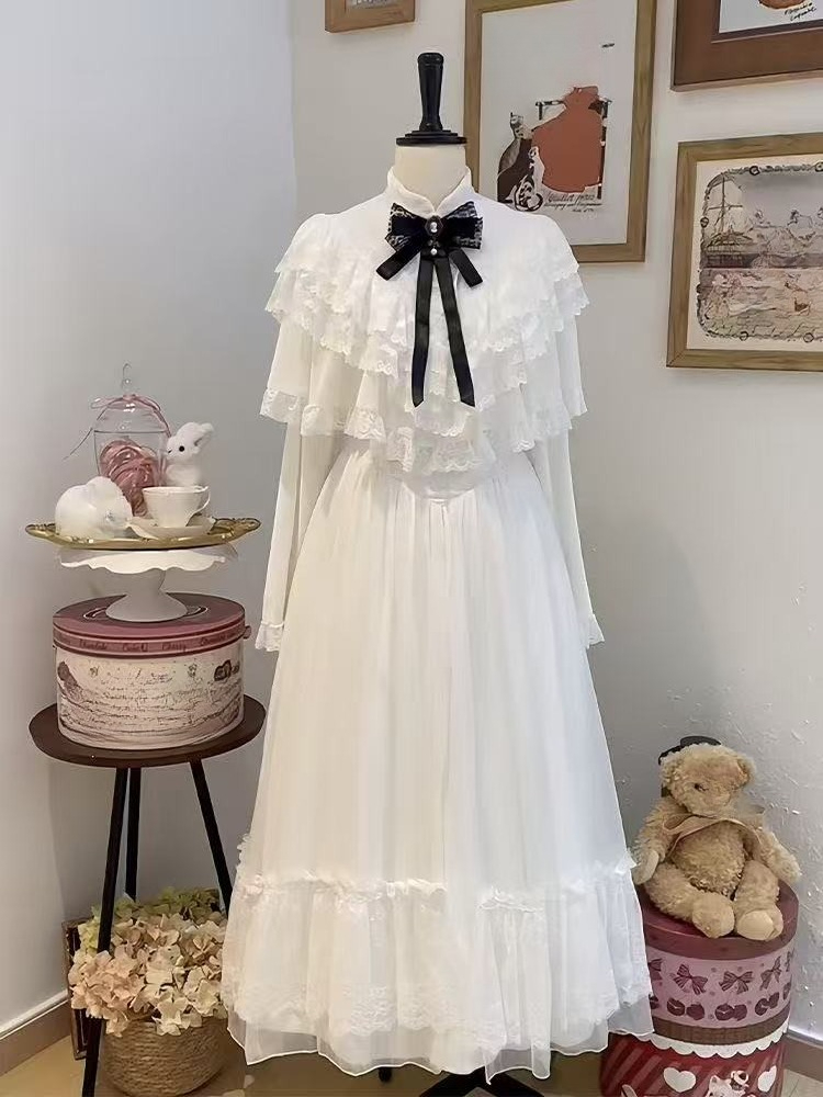 Japanese Short Sleeve Bow Lace - Women Formal Wear With Skirt recension och pris