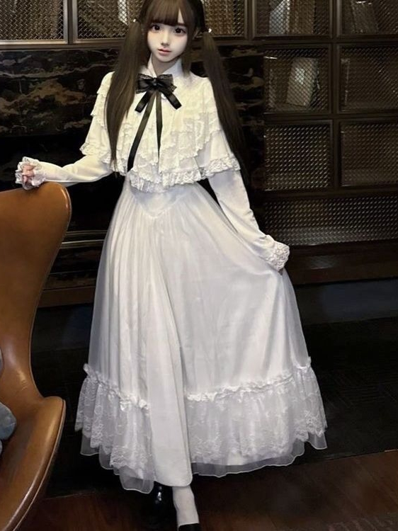 Japanese Short Sleeve Bow Lace - Women Formal Wear With Skirt recension och pris