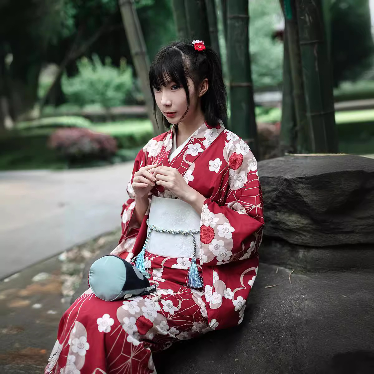 Red Japanese Yukata Kimono Fem - Women'S Red Formal Wear recension och pris