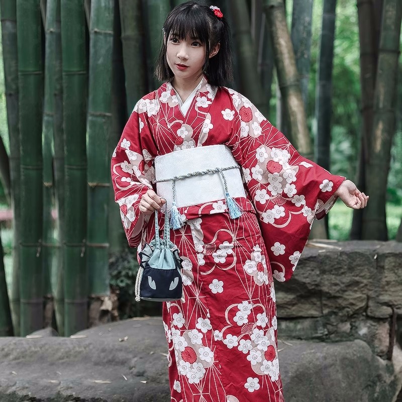 Red Japanese Yukata Kimono Fem - Women'S Red Formal Wear recension och pris