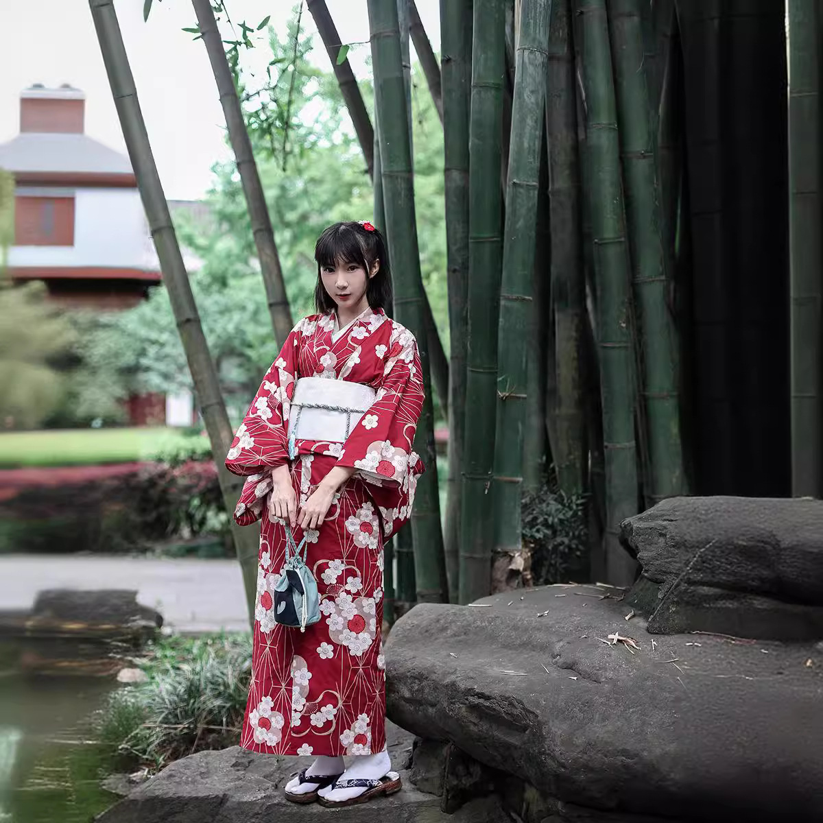Red Japanese Yukata Kimono Fem - Women'S Red Formal Wear recension och pris