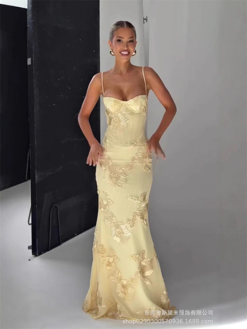 Yellow Embroidery Women Prom D - Women'S Holiday Formal Wear recension och pris