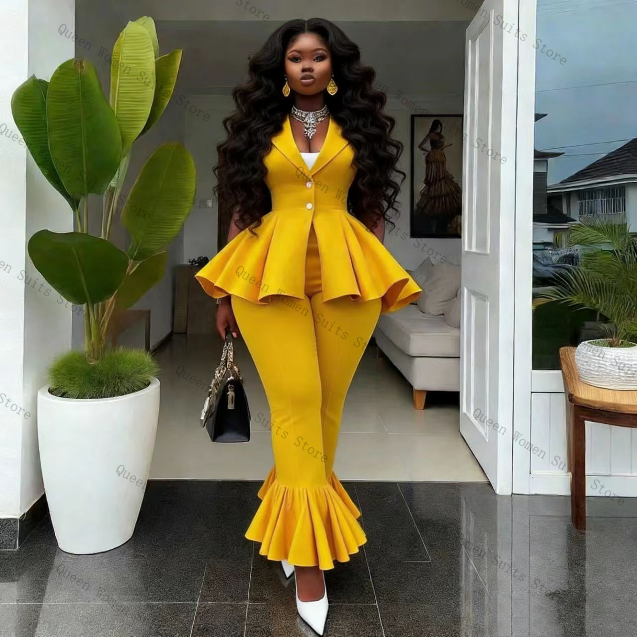Yellow Women Suit Pants Set 2  - Women'S Formal Wear For A Wedding recension och pris