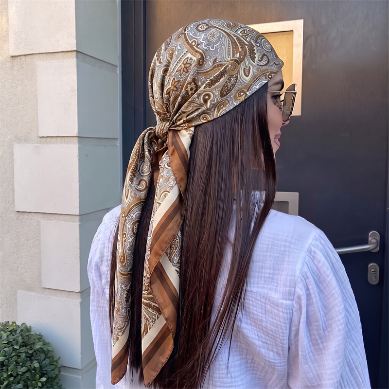 90CM Brown Retro Paisley Satin - Women Formal Wear With Tie recension och pris