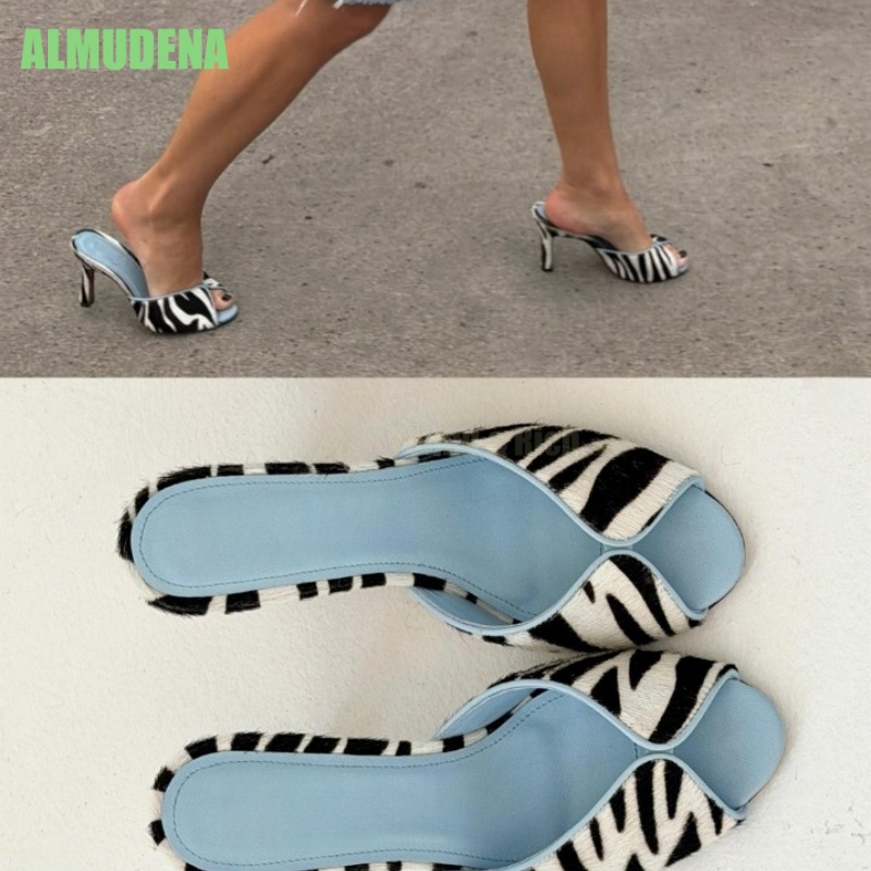 Zebra Print V-Cut Peep Toe Mul - Kitten Heel Women recension och pris