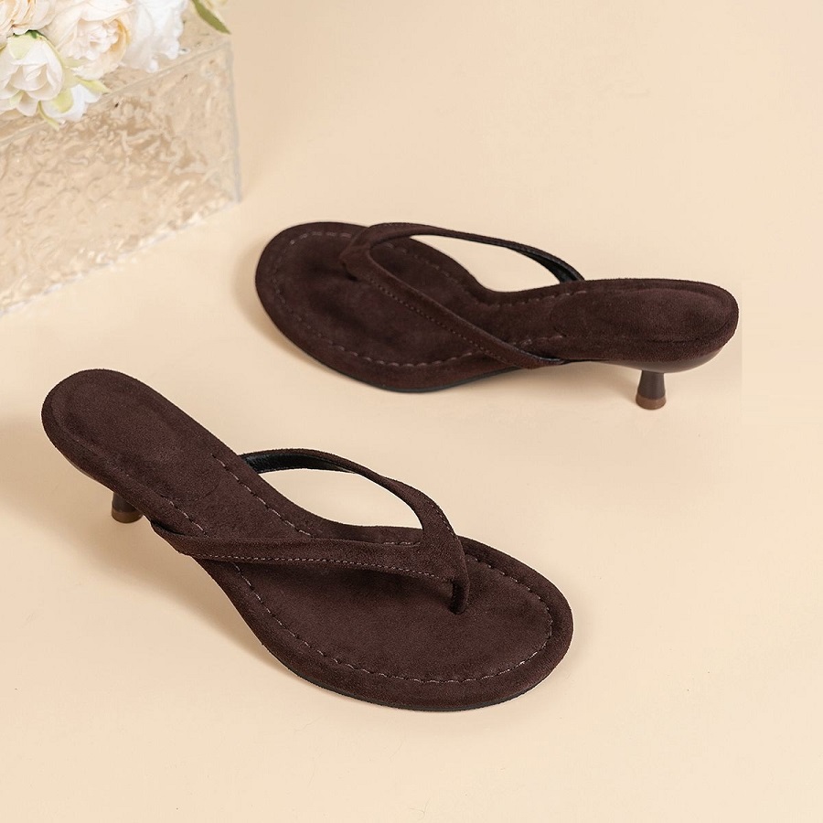 New Faux Suede Heeled Thong Sa - Kitten Heel Women recension och pris
