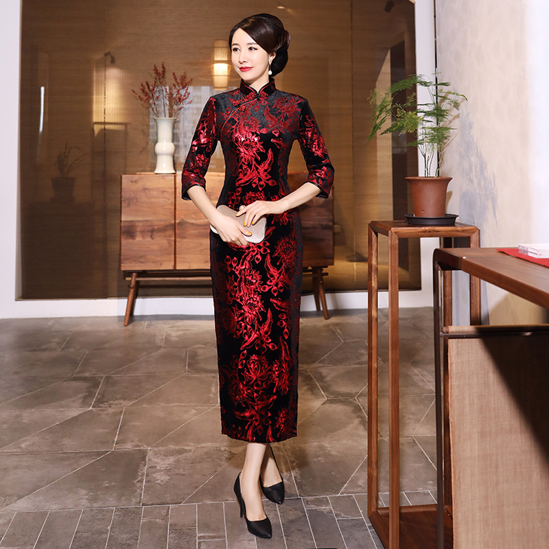 Qipao Woman Autumn Winter Luxu - Women'S Red Formal Wear recension och pris