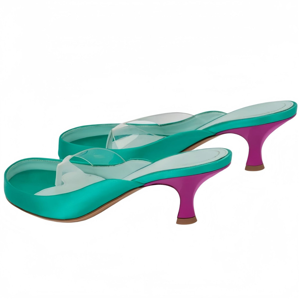 Women Gold Satin Thong Mules C - Kitten Heel Women recension och pris